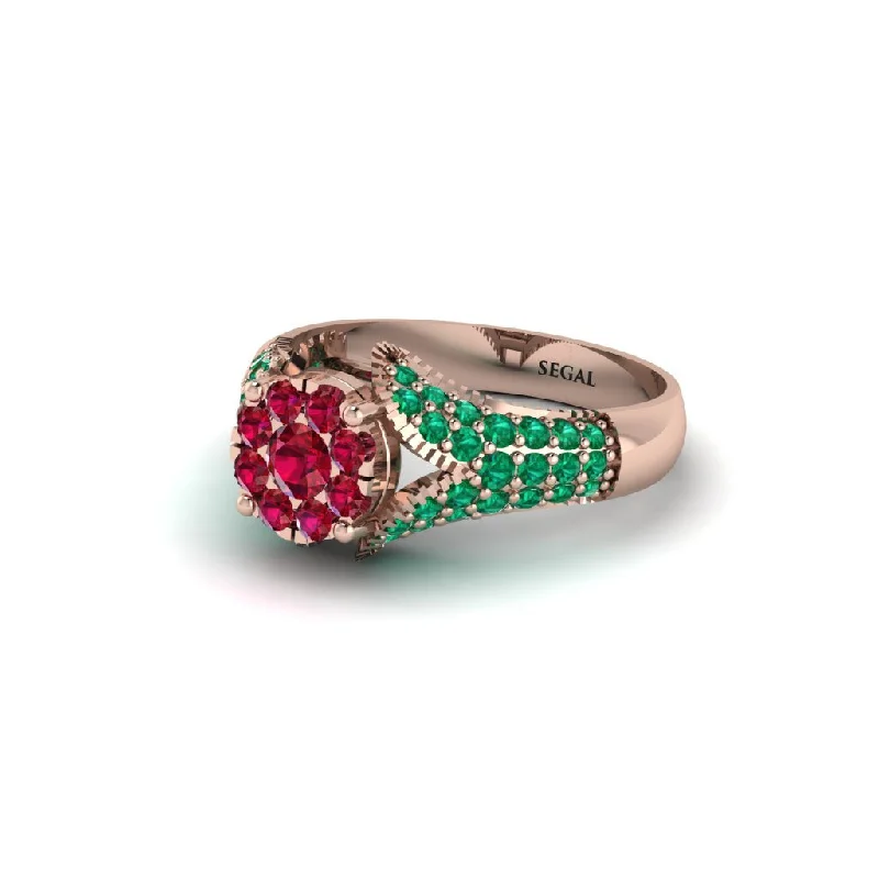 Classic Solitaire Rings For Brides-Emerald Floral Cluster Engagement Ring  - Penelope No. 26