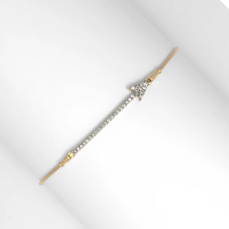 Elegant Gold Bracelets For Gifts-Diamond Arrow Bar Bracelet, 14K Yellow Gold