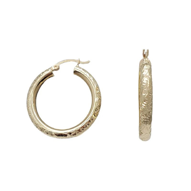 Sparkling Crystal Earrings-Diamond Cuts Hoop Earrings (14K)