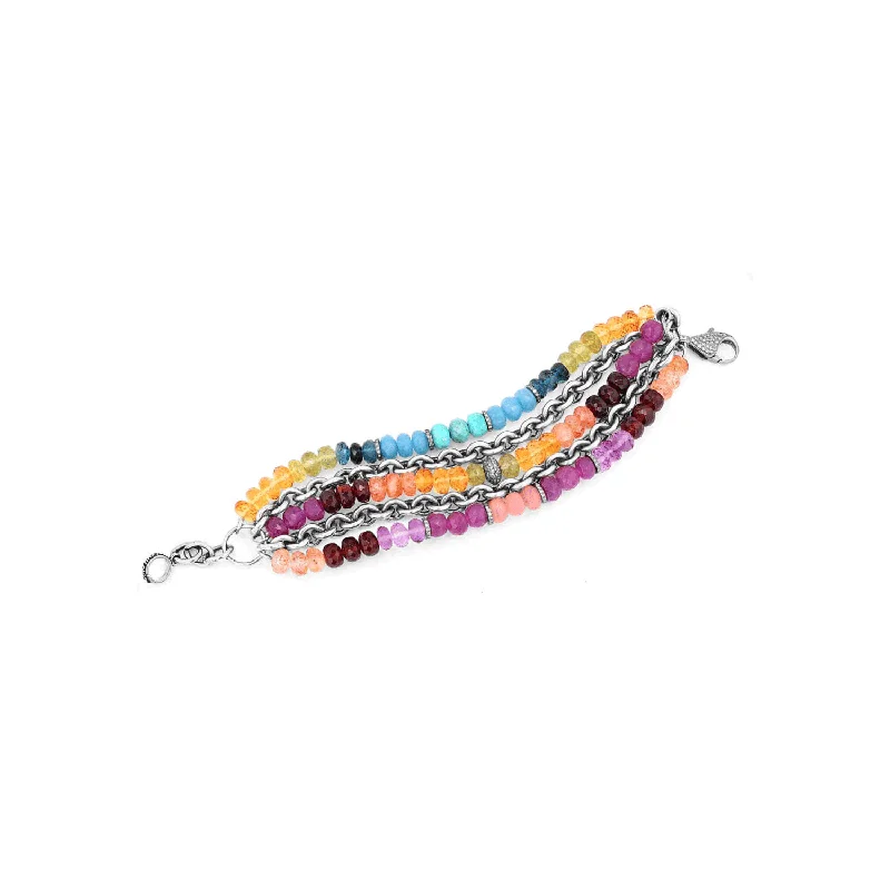 Elegant Wedding Bracelets For Brides-Chakra Gemstones Meet Chain Multi Layer Bracelet B0003339