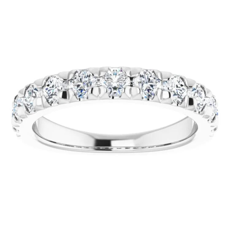 Unique Gemstone Rings For Fashion Lovers-Platinum 1 CTW Natural Diamond French-Set Anniversary Band