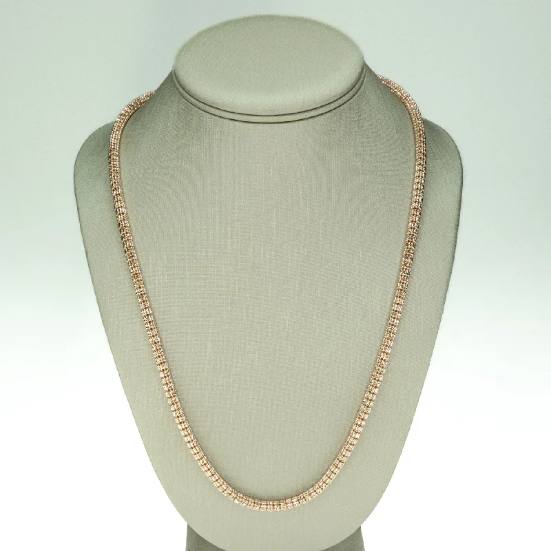 Handmade Gemstone Necklace For Special Occasions-4.5mm Rose Gold Fashion Chain 28" in 10K Two Tone Gold