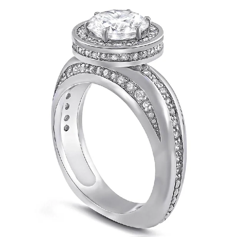 Personalized Engagement Rings For Her-Modern Sensuality Diamond Halo Hope Engagement Ring