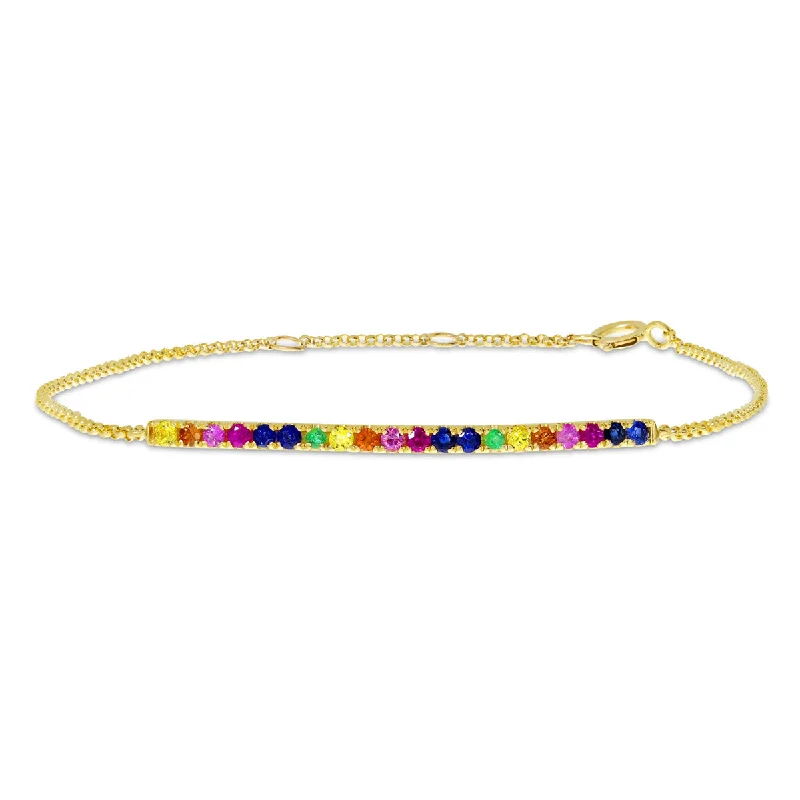 Stretch Bracelets For Women-RAINBOW SAPPHIRE CHAIN BRACELET TB2615