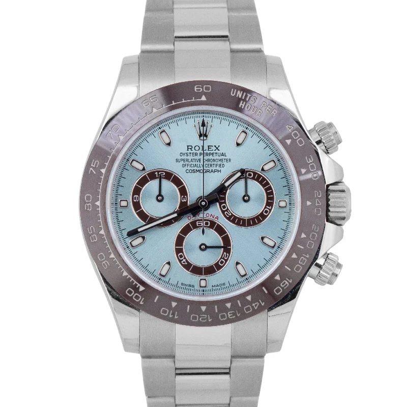 Men’s Watches With Date And Time Features-UNPOLISHED 2019 Rolex Daytona GLACIER ICE BLUE 40mm 950 Platinum 116506 BOX