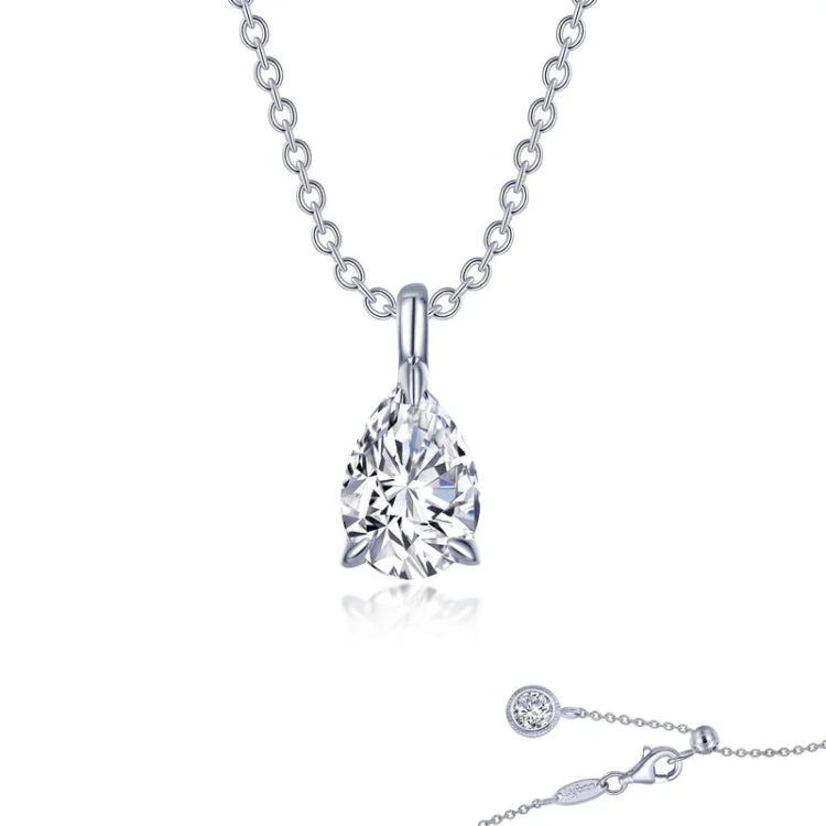 Elegant Crystal Necklace For Cocktail Parties-Pear-Shaped Solitaire Necklace