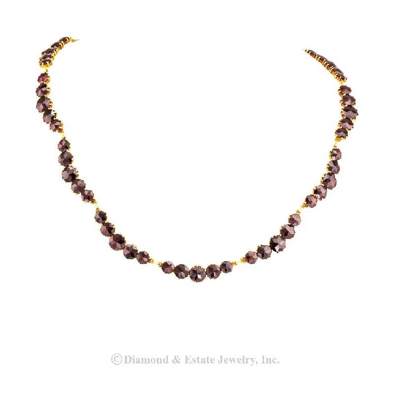 Simple Layered Necklace For Chic Style-Garnet Yellow Gold Necklace