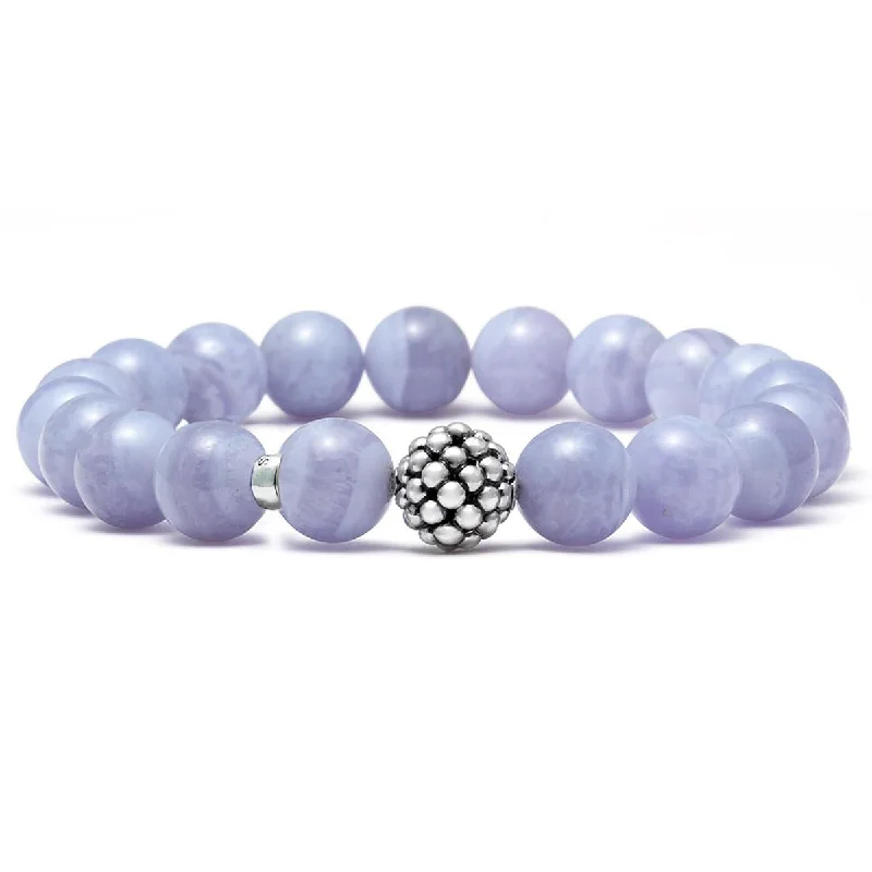 Gemstone Charm Bracelets-Maya Blue Lace Agate Bead Bracelet