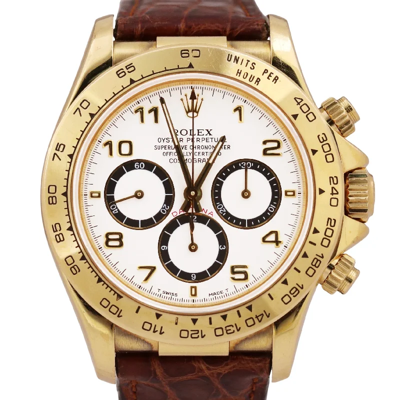 Rose Gold Watches For Women-UNPOLISHED Rolex Daytona Cosmograph INVERTED 6 White 18K Yellow Gold 16518 Watch