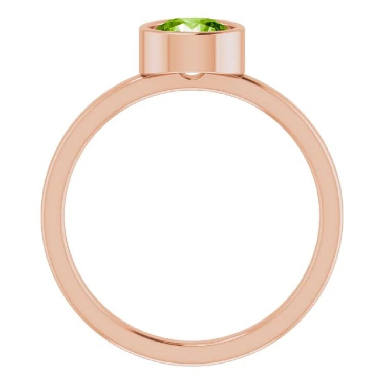 Luxury Platinum Rings For Engagement-14K Rose 6 mm Natural Peridot Ring