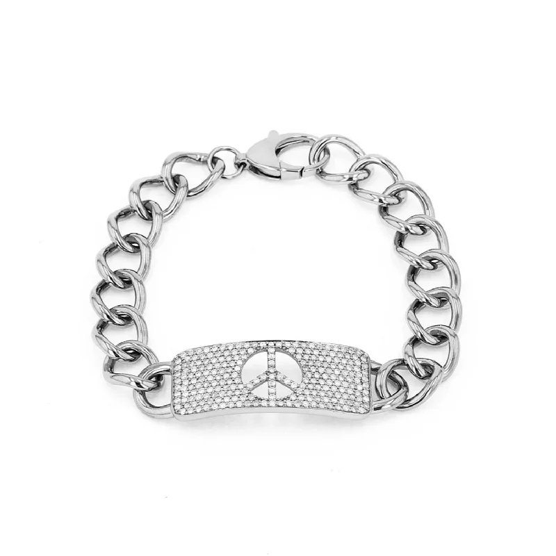 Luxury Crystal Bracelets-Peace is the Answer Diamond ID Bracelet  B0003031