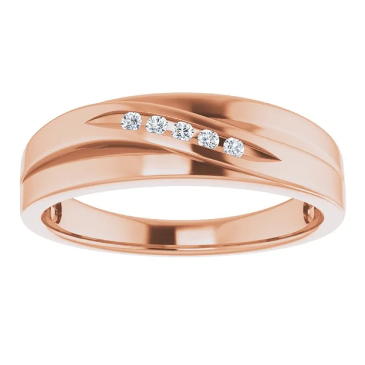 Classic Gold Rings For Elegant Look-14K Rose .07 CTW Natural Diamond Band