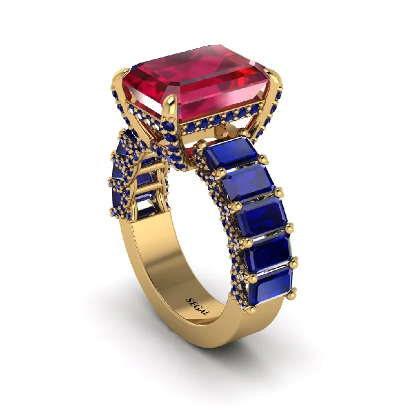 Classic Engagement Rings With Gemstones-Luxury Emerald Cut Ruby Engagement Ring - Nadia No. 70