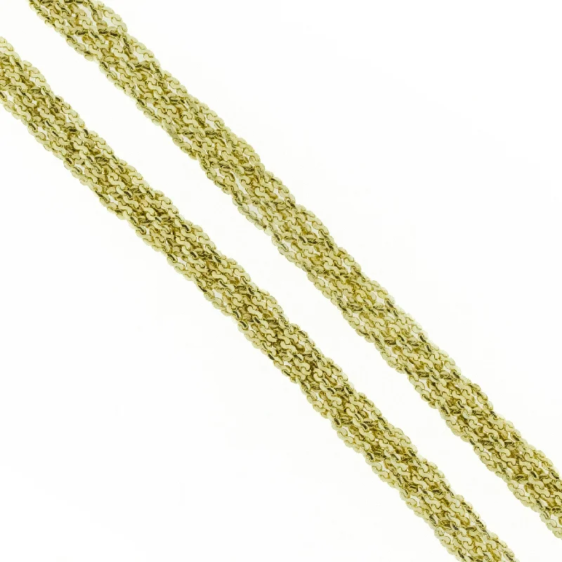 Luxury Ruby Necklace For Evening Wear-16" Braided Fashion Chain in 14K Yellow Gold