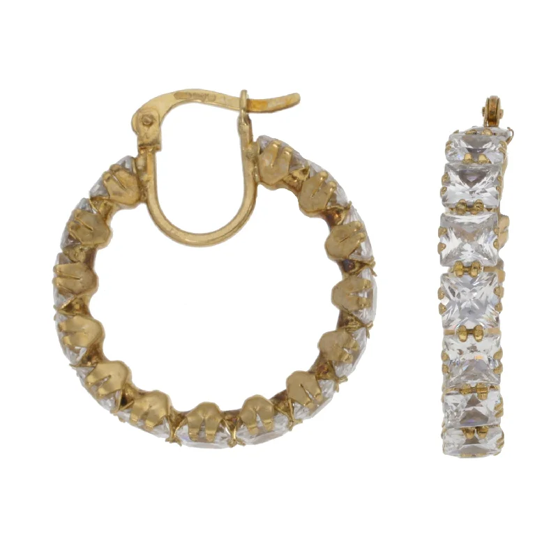 Eco-Friendly Earrings-9ct Gold Cubic Zirconia Hoop Earrings