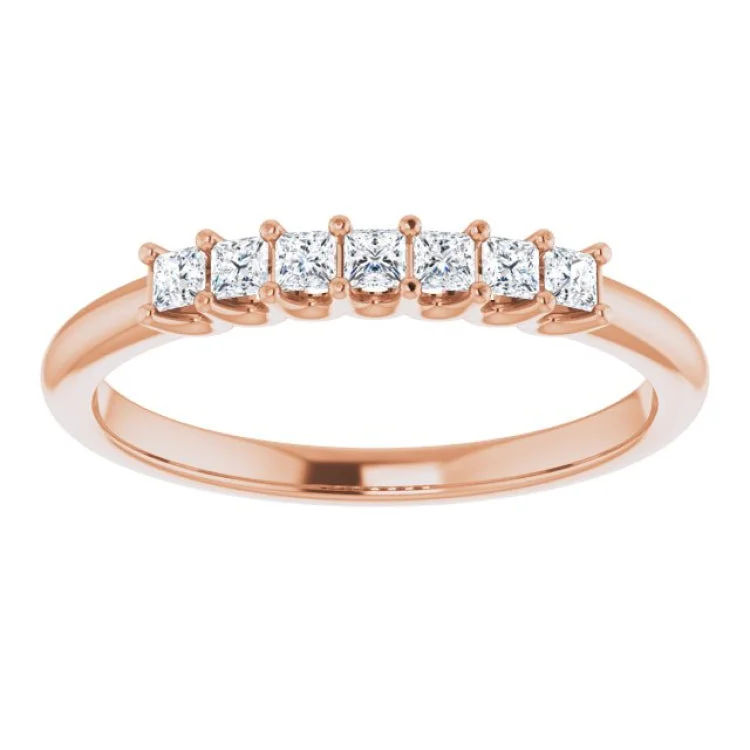 Simple Silver Wedding Rings For Bridesmaids-14K Rose 1/4 CTW Natural Diamond Anniversary Band