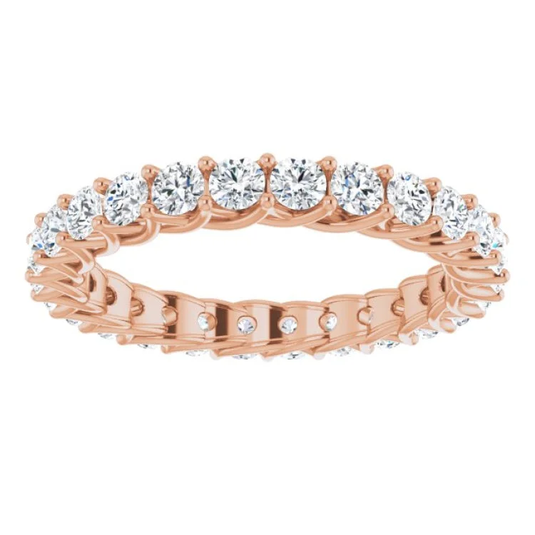 Custom Gold Band Rings For Weddings-14K Rose 1 1/2 CTW Natural Diamond Eternity Band