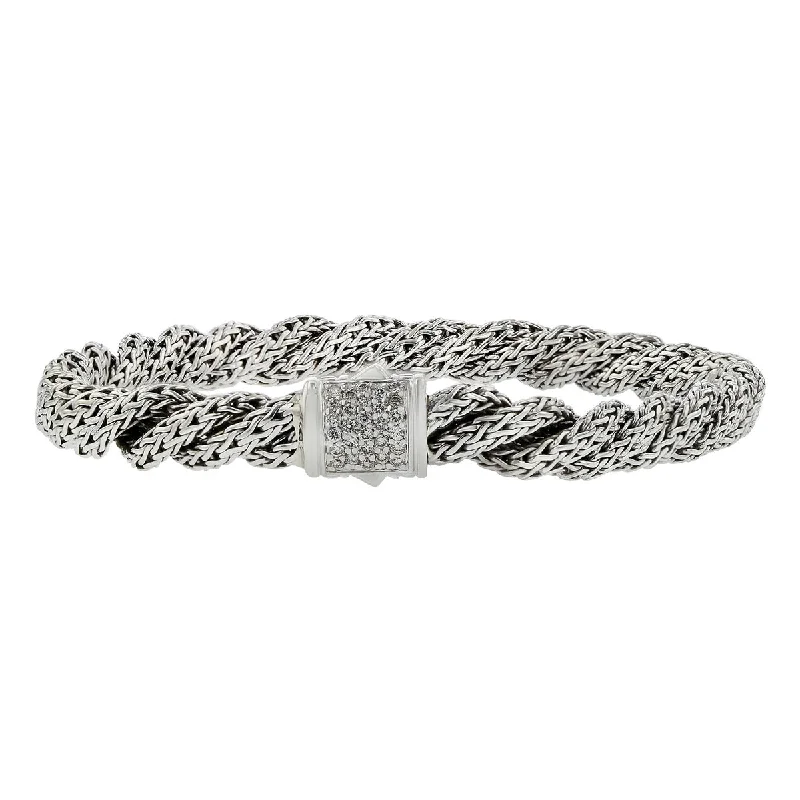 Men’s Casual Bracelets-John Hardy Twisted Chain Bracelet with Diamonds