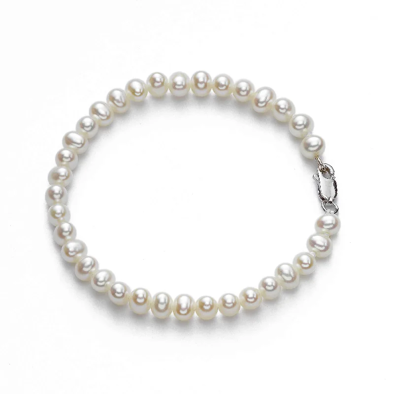 Gemstone Healing Bracelets-Freshwater Potato Pearls, 6.5MM Bracelet, 8 Inches, Sterling Silver