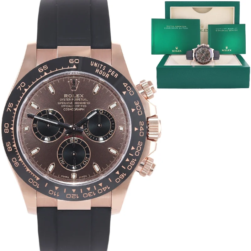 Sports Watches With Heart Rate Monitoring-New 2022 Rolex Daytona Ceramic 116515LN Rose Gold Chocolate Stick Oysterflex Watch