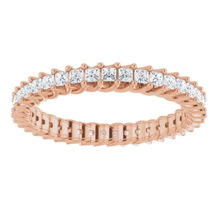 Handmade Gold Rings For Fashionistas-14K Rose 7/8 CTW Natural Diamond Eternity Band