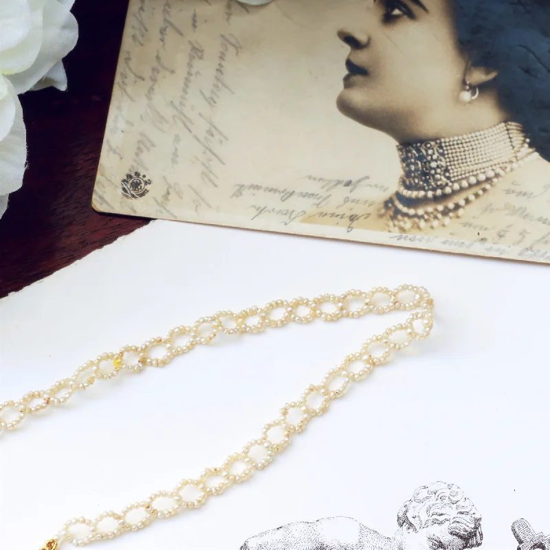 Luxury Diamond Necklace For Proposal Gifts-Georgian Natural Seed Pearl Woven Chain Necklace