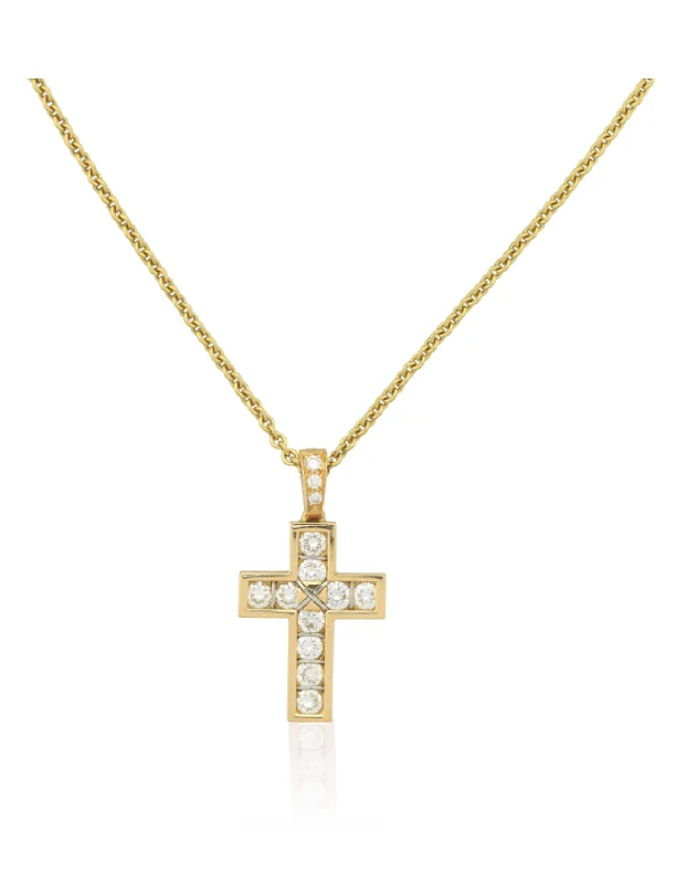 Trendy Beaded Necklace For Casual Style-Cartier Diamond Cross Pendant Necklace Adjustable