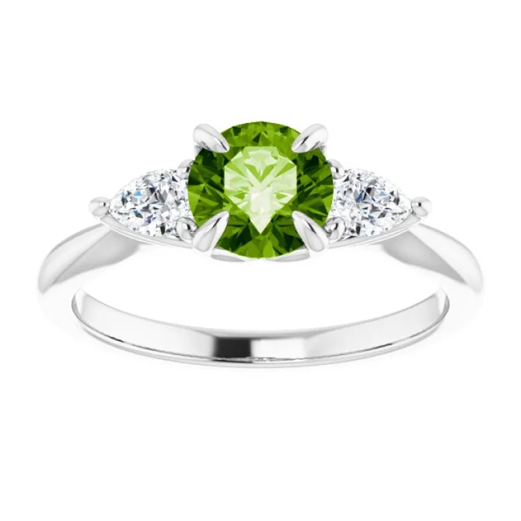 Custom Gold Wedding Bands For Couples-Platinum Natural Peridot & 1/4 CTW Natural Diamond Ring