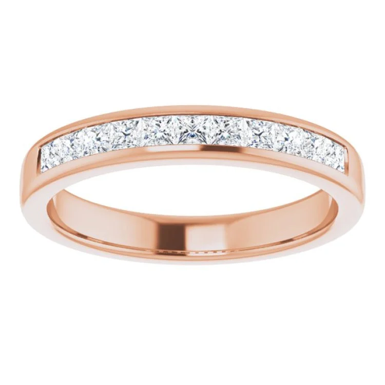 Custom Wedding Rings For Elegant Brides-14K Rose 3/4 CTW Natural Diamond Band