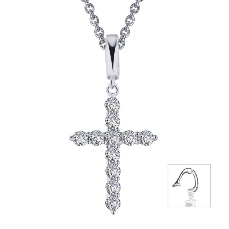 Simple Gemstone Necklace For Casual Wear-1.87 CTW Cross Pendant Necklace