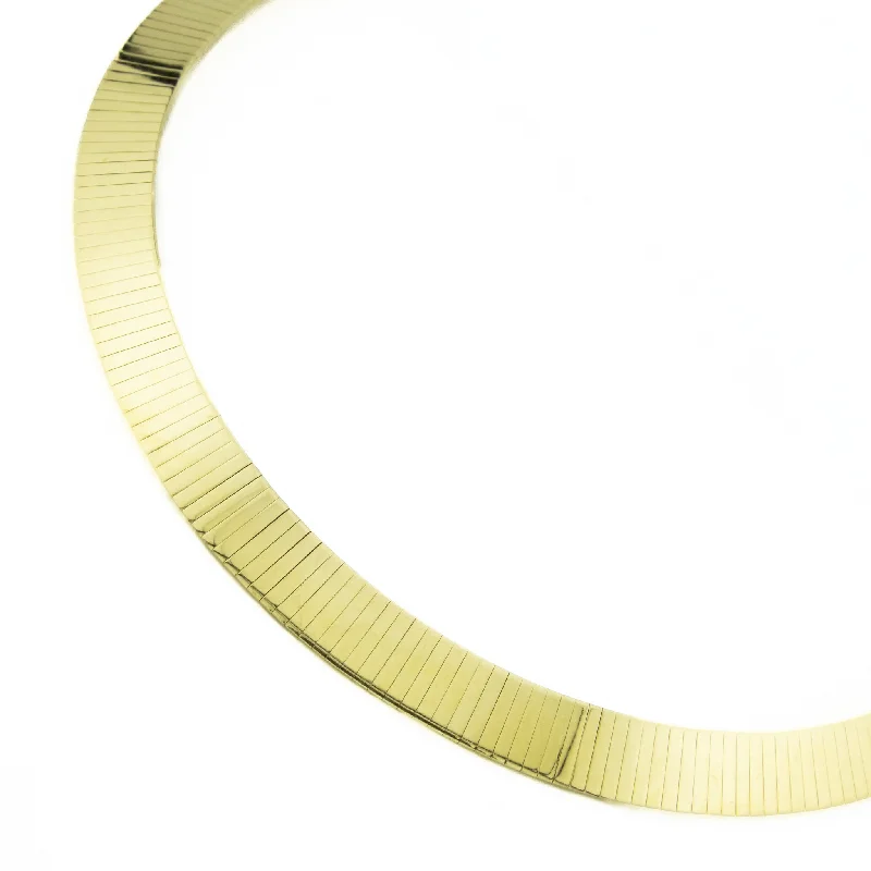 Simple Chain Necklace For Casual Style-10mm Wide Omega Link 16" Chain Necklace in 14K Yellow Gold - 63.4 Grams