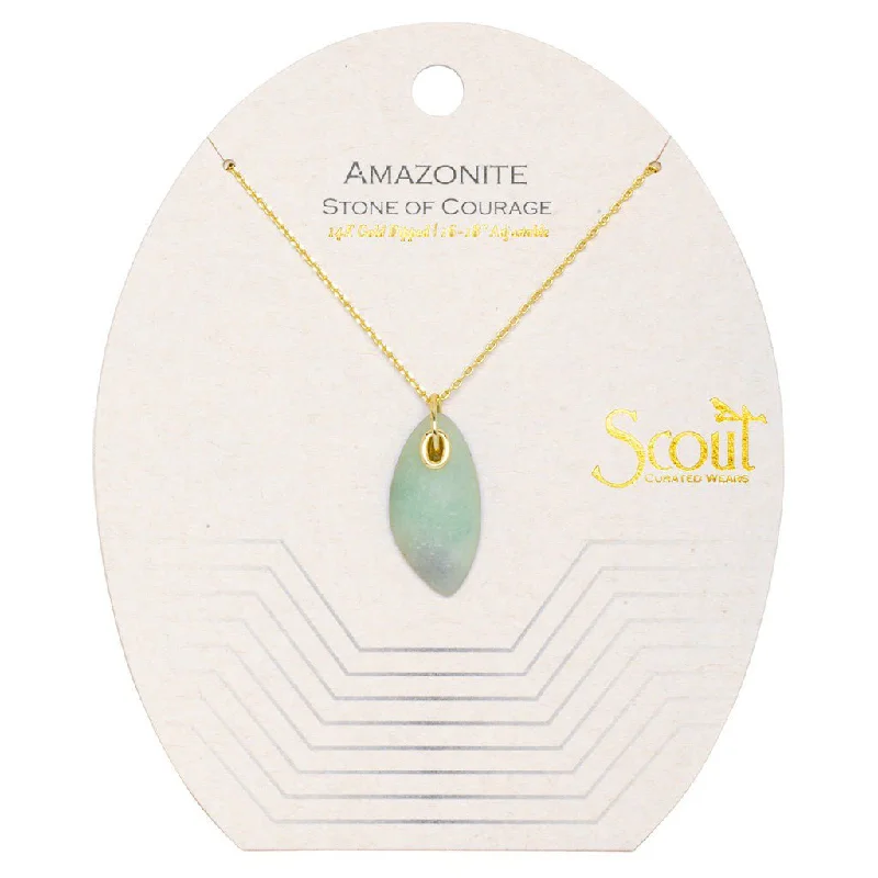 Classic Gold Pendant Necklace For Evening Wear-Scout Curated Wears : Organic Stone Necklace Amazonite/Gold - Stone of Courage