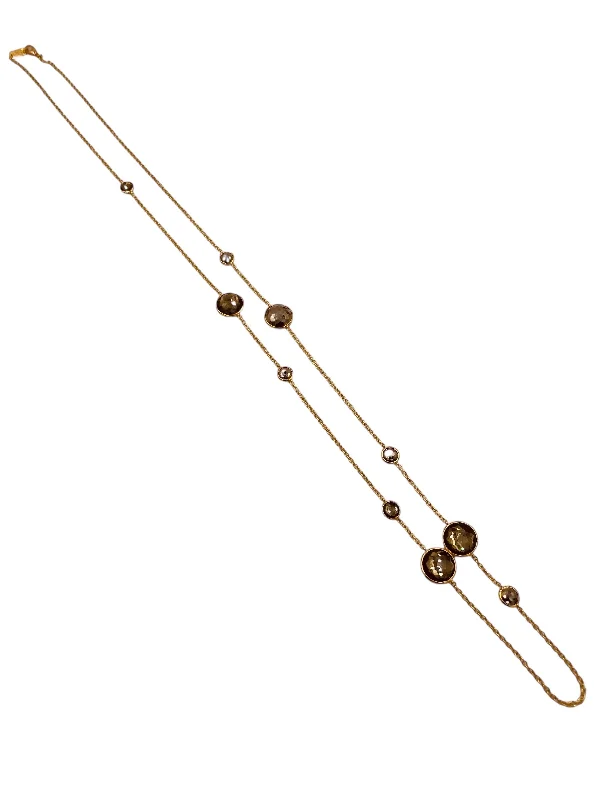 Sparkling Gold Necklace For Party Wear-Ippolita Hematite Smokey Quartz Lollipop Yellow Gold Chain Necklace