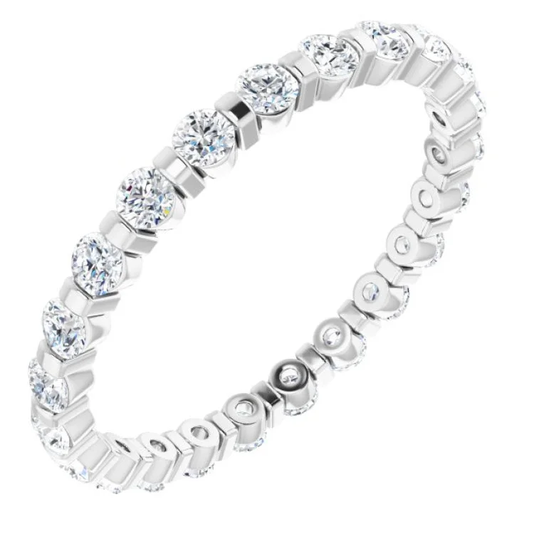 Trendy Rings For Fashion-Forward Brides-14K White 3/4 CTW Natural Diamond Eternity Band Size 6