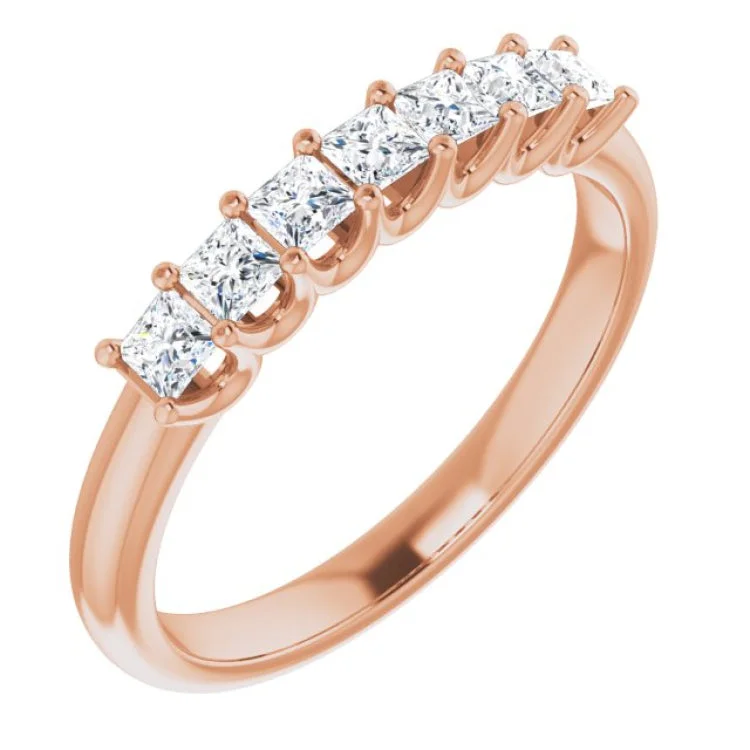 Luxury Diamond Wedding Bands For Couples-14K Rose 1/2 CTW Natural Diamond Anniversary Band