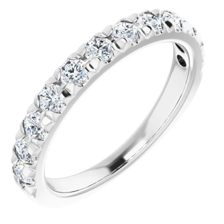 Personalized Ring Designs For Couples-Platinum 3/4 CTW Natural Diamond French-Set Anniversary Band