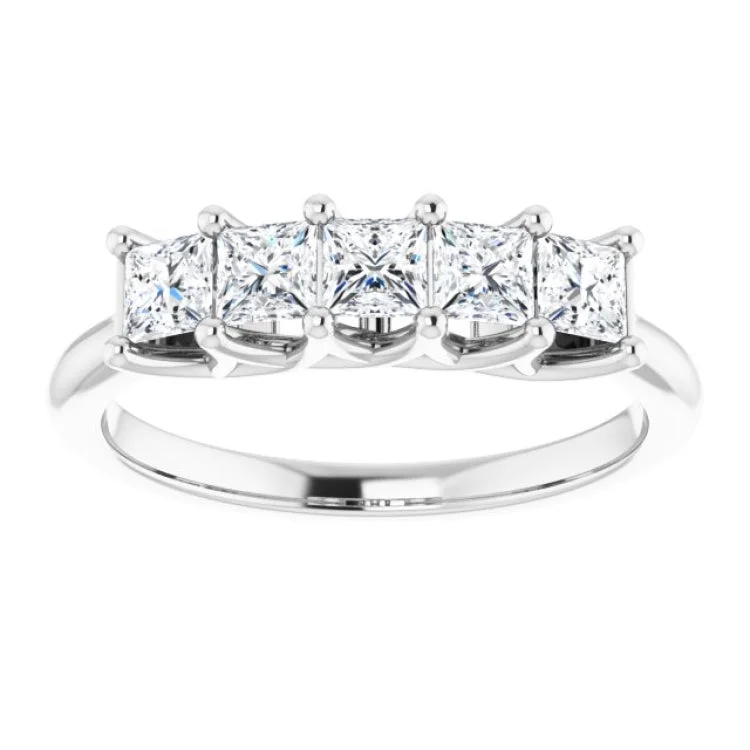 Sparkling Gold Rings For Engagement Gifts-Platinum 3/4 CTW Natural Diamond Anniversary Band