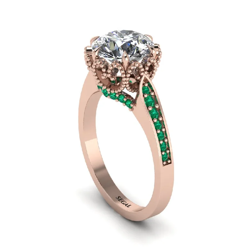 Elegant Rose Gold Rings For Bridesmaids-Diamond Milgrain Engagement Ring - Yara No. 17