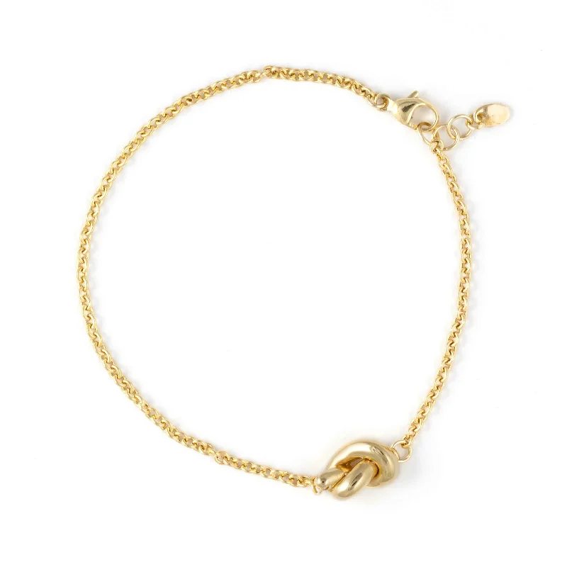 Fine Jewelry Bracelets For Women-Knot Design Flexible Bracelet, 14K Yellow Gold