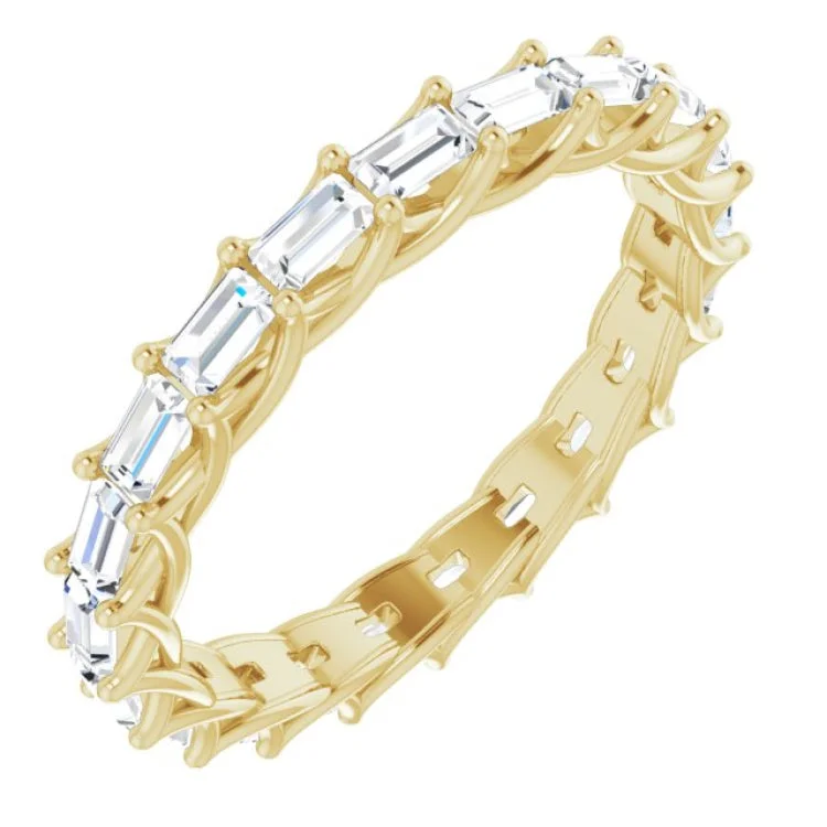 Personalized Gold Rings For Weddings-14K Yellow 9/10 CTW Natural Diamond Eternity Band Size 7