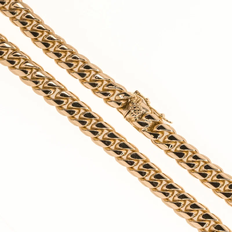 Elegant Diamond Necklace For Weddings-9mm Wide Vintage Curb Link 16" Chain Necklace in 18K Rose Gold