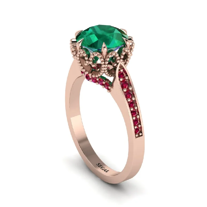 Luxury Wedding Rings For Special Occasions-Emerald Milgrain Engagement Ring - Yara No. 50