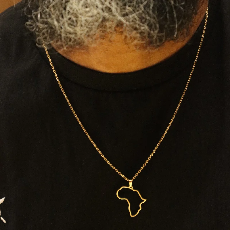 Personalized Pendant Necklace For Couples-Africa Chain Mandem (18ct Gold Plated) Stainless Steel - pendant is bigger than bisi