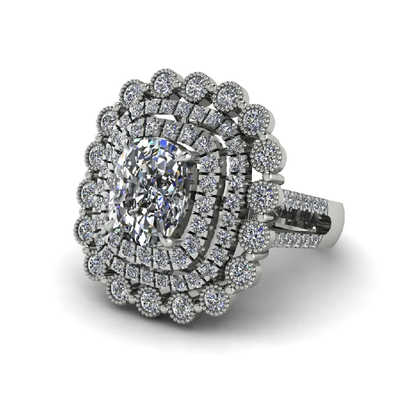 Unique Diamond Rings For Engagement-Diamond Multi Halo Oval Engagement Ring - Caitlin No. 3