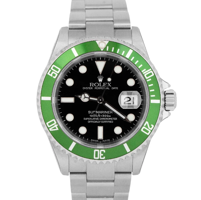 Designer Sports Watches For Active Lifestyles-NOS STICKERED PAPERS Rolex Submariner Date 40mm KERMIT F-Serial 16610 LV BOX