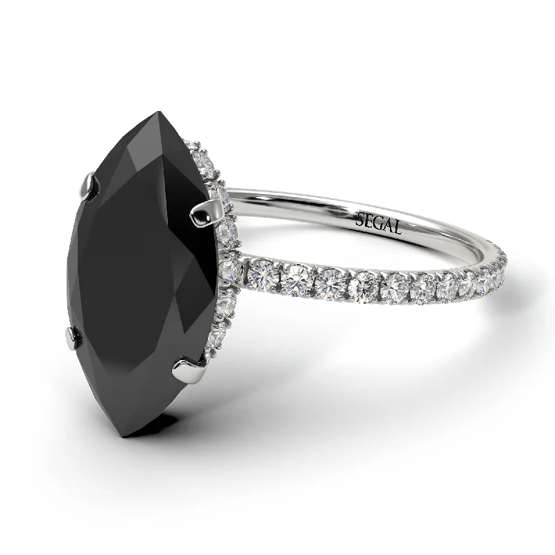 Unique Gold Engagement Rings For Brides-Salvador's Hidden Halo Marquise Black Diamond Engagement Ring - Journey No. 90