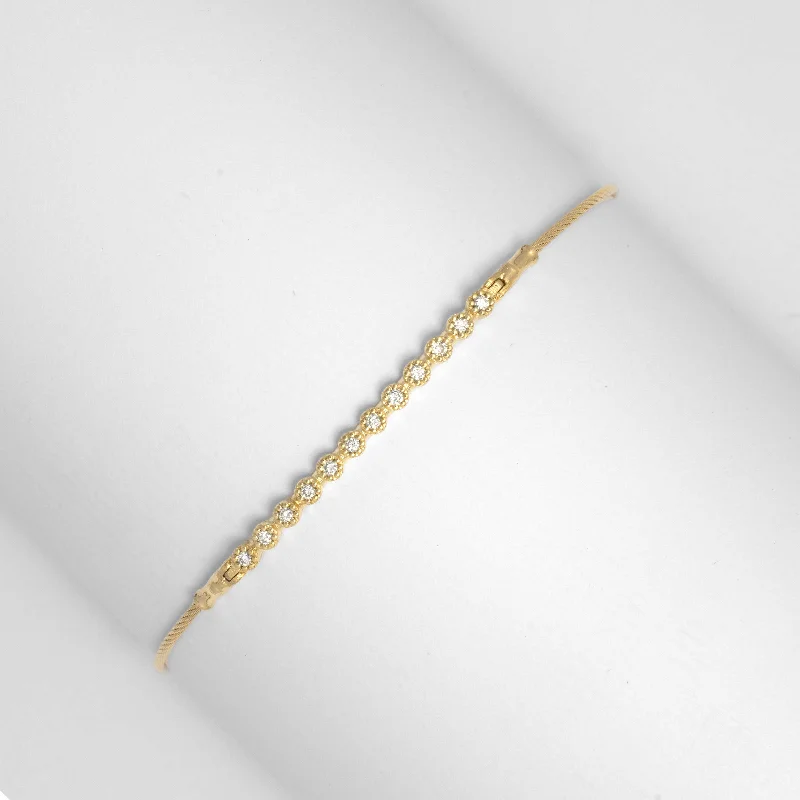 Designer Bracelets For Women-Bezel Set Diamond Bar Bracelet, 14K Yellow Gold