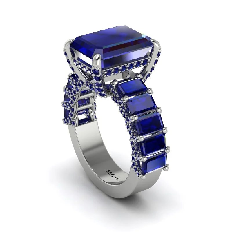 Custom Diamond Rings For Engagement-Luxury Emerald Cut Sapphire Engagement Ring - Nadia No. 75