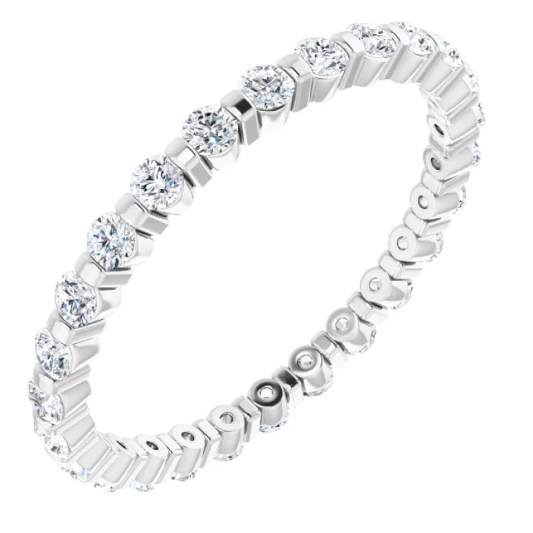 Trendy Vintage Rings For Engagement-Platinum 1/2 CTW Natural Diamond Eternity Band Size 5