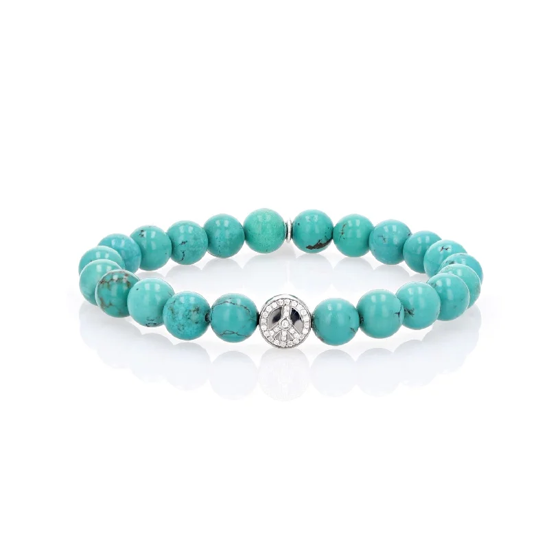 Personalized Birthstone Bracelets For Women-Cuties Icon Bracelet - Turquoise with Pave Peace Bead : B0003899